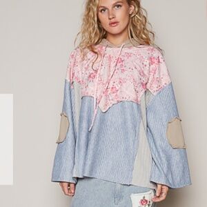 🎁 Pol “ Reno “ Pol French Terry Hoodie with Mixed Fabric Detail 27